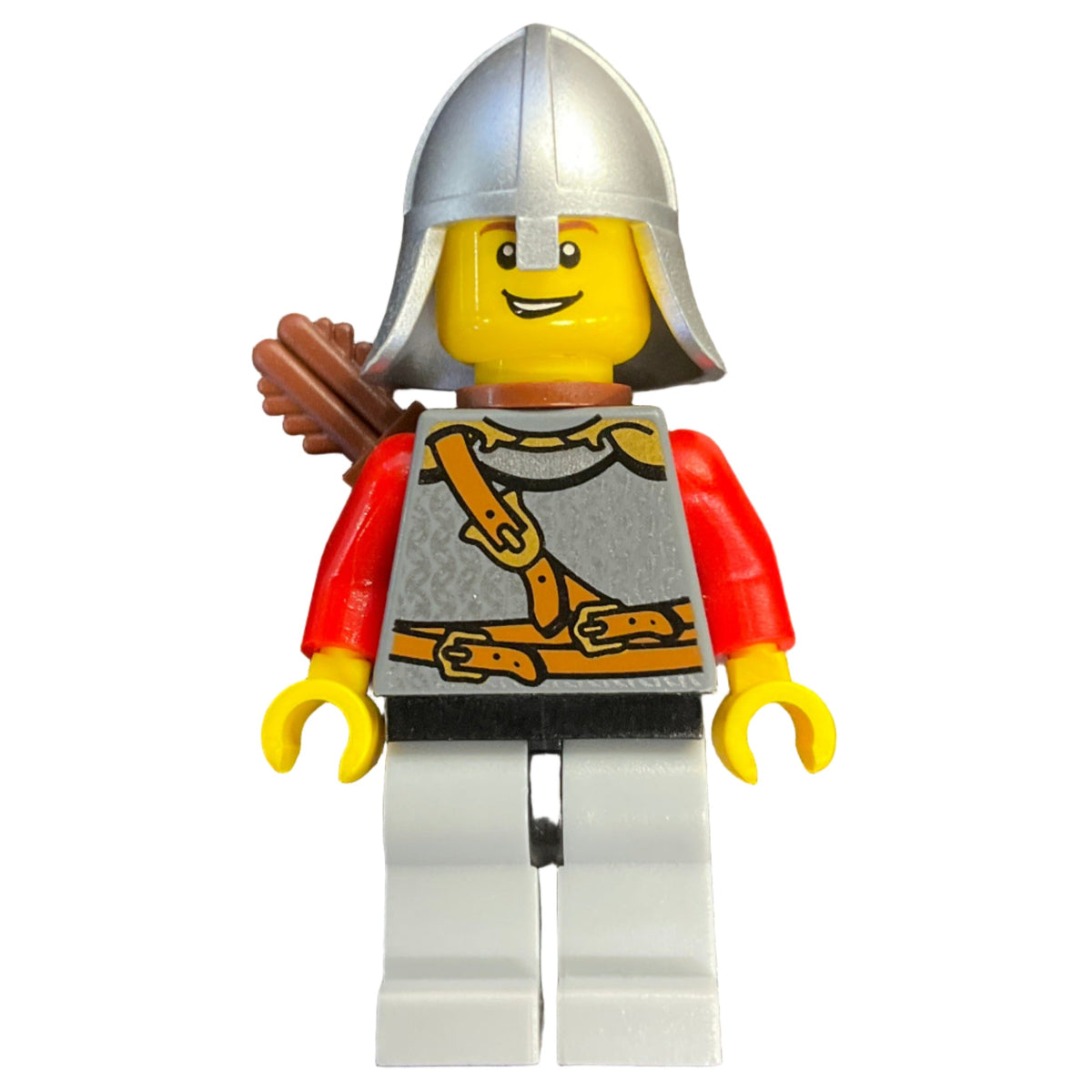 Kingdoms - Lion Knight Scale Mail with Chest Strap and Belt, Helmet with Neck Protector, Quiver, Open Grin, cas448