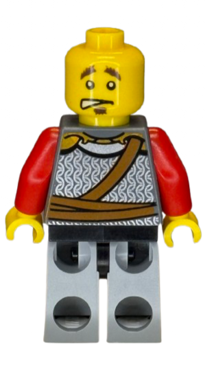 Kingdoms - Lion Knight Scale Mail with Chest Strap and Belt, Helmet with Broad Brim, Eyebrows and Goatee, cas496