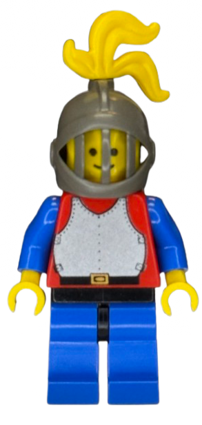 Breastplate - Red with Blue Arms, Blue Legs with Black Hips, Dark Gray Grille Helmet, Yellow Plume, cas191