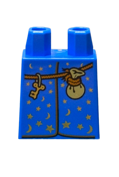 Lower Body, Skirt with Wizard Robe with Gold Stars and Moons, Dark Orange Rope with Key and Dark Tan Pouch Pattern (BAM), Part# 36036pb036