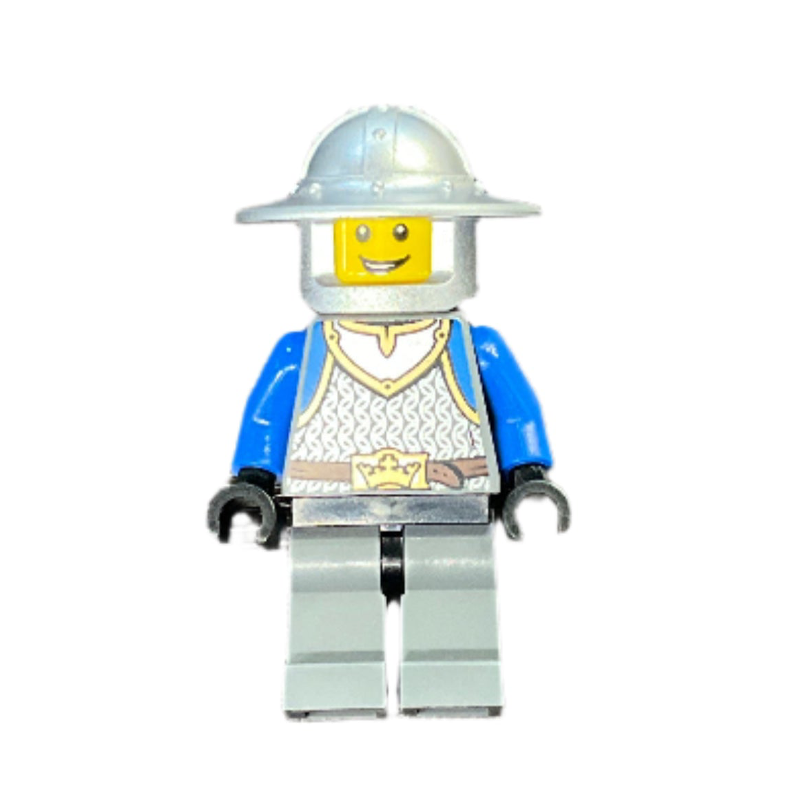 Castle - King's Knight Scale Mail, Crown Belt, Helmet with Broad Brim, Open Grin, cas517