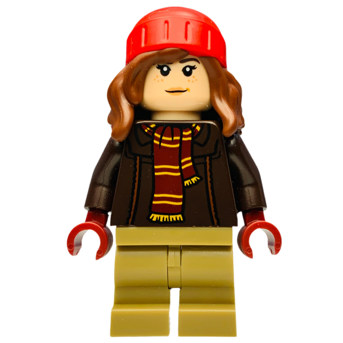 Hermione Granger - Reddish Brown Jacket with Dark Red Scarf, Dark Tan Medium Legs, Reddish Brown Hair with Red Beanie, hp460