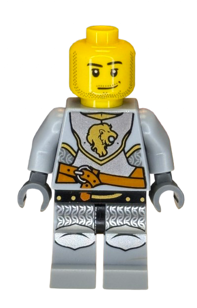 Kingdoms - Lion Knight Breastplate with Lion Head and Belt, Helmet Closed, Smirk and Stubble Beard, cas440