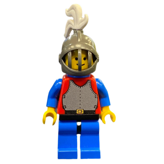 Breastplate - Red with Blue Arms, Blue Legs with Black Hips, Dark Gray Grille Helmet, White Plume, Blue Plastic Cape, cas190