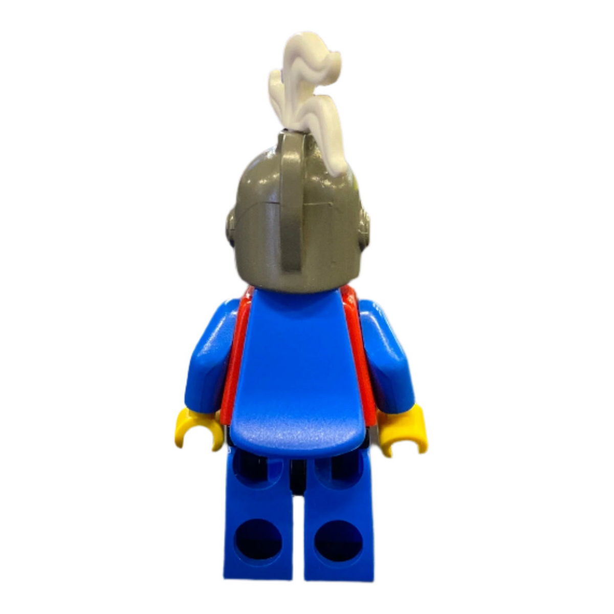 Breastplate - Red with Blue Arms, Blue Legs with Black Hips, Dark Gray Grille Helmet, White Plume, Blue Plastic Cape, cas190