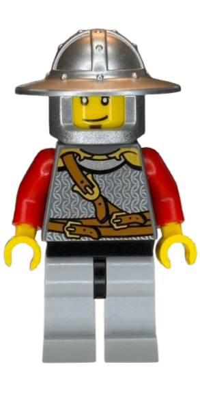 Kingdoms - Lion Knight Scale Mail with Chest Strap and Belt, Helmet with Broad Brim, Eyebrows and Goatee, cas496