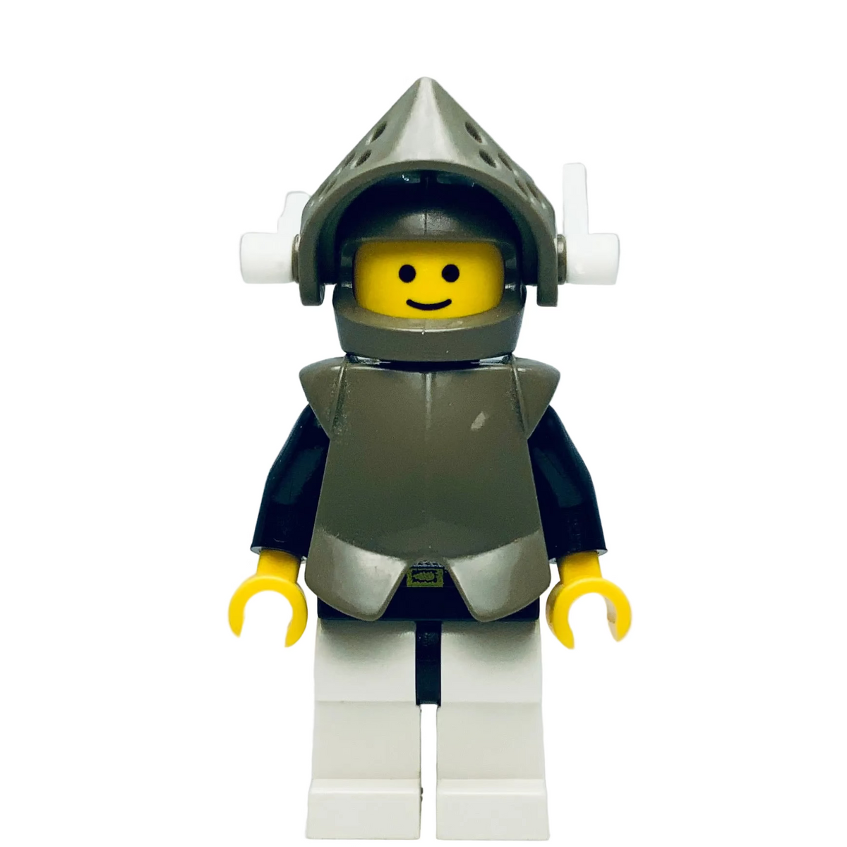 Black Castle Knight with Breastplate - Armor over Blue, Dark Gray Helmet and Visor, White Dragon Plumes, cas167 - LEGO® Castle Minifigure