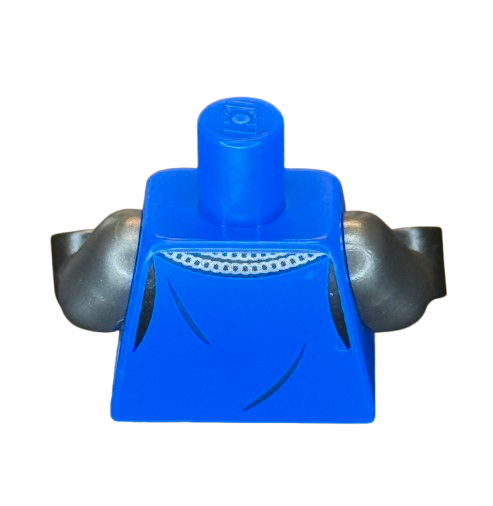 Torso Castle Surcoat, Silver Chain Mail Collar, Black Falcon with Spread Wings Shield Emblem Pattern / Pearl Dark Gray Arms / Black Hands, Part# 973pb4202c01