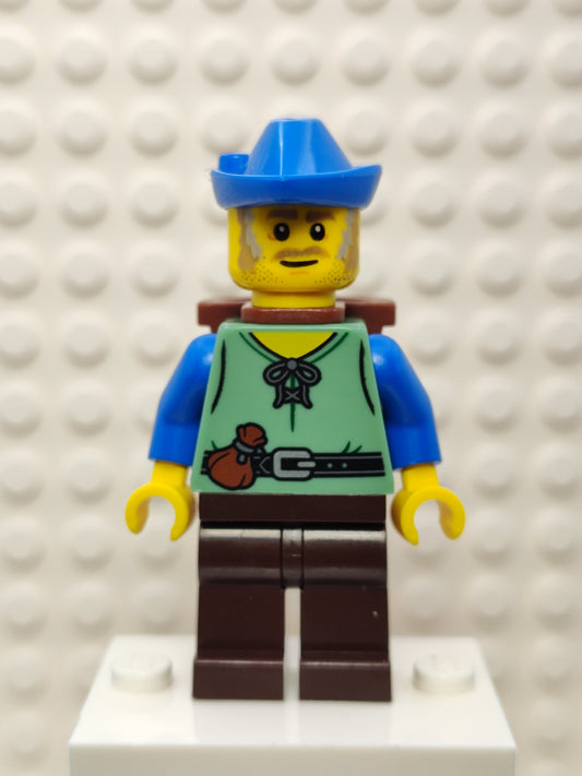 Peasant - Male, Dark Brown Legs, Blue Hat, D-Basket, cas579