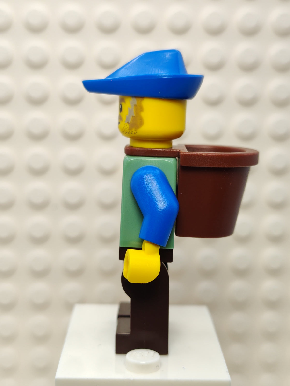 Peasant - Male, Dark Brown Legs, Blue Hat, D-Basket, cas579