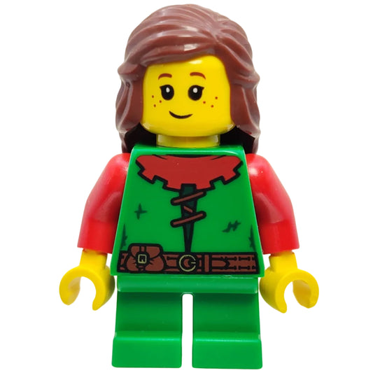 Forest Girl - Red, Long Hair, cas573 - LEGO® Castle Minifigure
