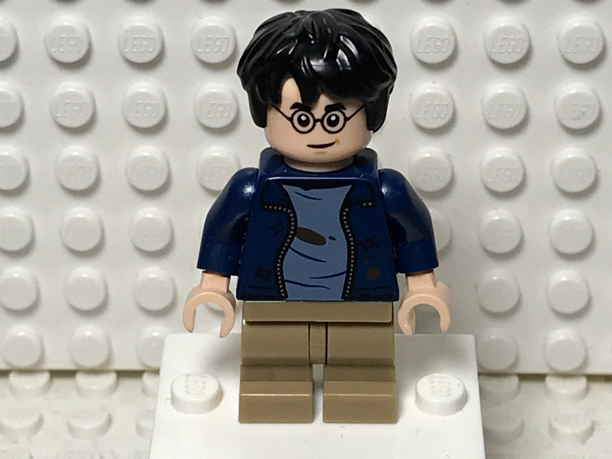 Harry Potter - Dark Blue Open Jacket with Tears and Blood Stains, Plain Arms, Dark Tan Medium Legs, Smile / Angry Mouth, hp326