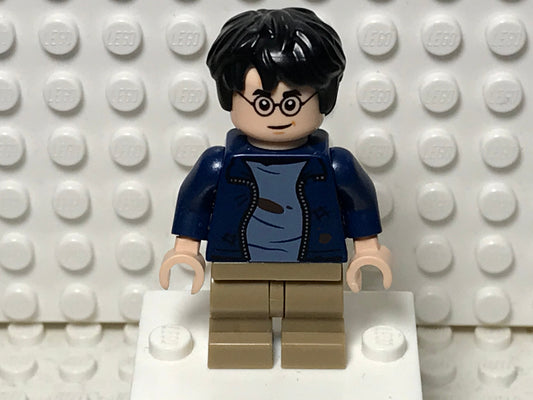 Harry Potter - Dark Blue Open Jacket with Tears and Blood Stains, Plain Arms, Dark Tan Medium Legs, Smile / Angry Mouth, hp326